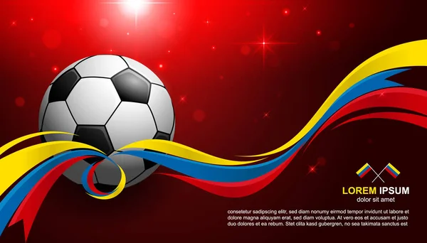 Labdarúgó Kupát Háttér Kolumbia Zászló Futball Labda Ragyogó Fény — Stock Vector