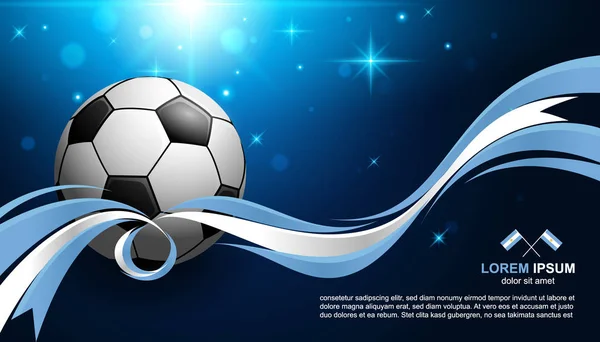 アルゼンチン国旗とサッカー ボール 白熱光でサッカー カップ選手権背景 — ストックベクタ