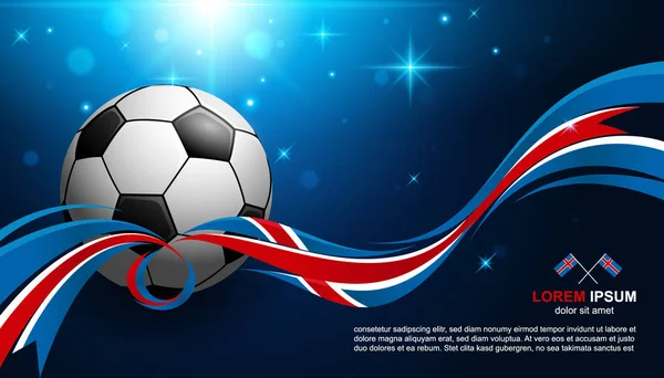 Piłka Nożna Puchar Tło Islandii Flagi Piłka Nożna Piłka Poświata — Wektor stockowy