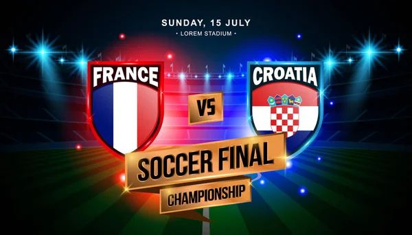 Piłka Nożna Mecz Finałowy Pomiędzy Francją Chorwacja Mistrzostwa Świata Tła — Wektor stockowy