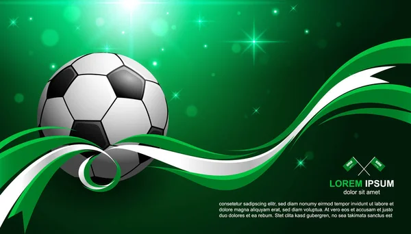 Futbol Kupası Şampiyonası arka plan ile Suudi Arabistan bayrağı ve futbol topu, parlaklık ışık 