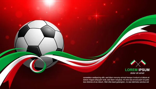 Futbol Kupası Şampiyonası arka plan Iran bayrağı ve futbol topu ile parlayan ışık 