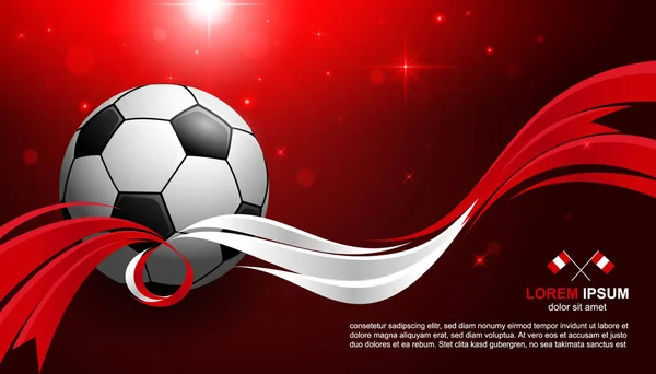 Futbol Kupası Şampiyonası arka plan Peru bayrağı ve futbol topu ile parlayan ışık 