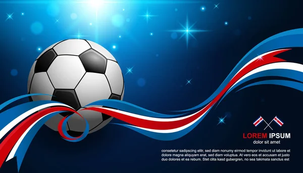 Football Cup Championship Background Costa Rica Flag Soccer Ball Glow — Stock Vector