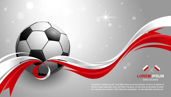 Futbol Kupası Şampiyonası arka plan Polonya bayrağı ve futbol topu ile parlayan ışık 