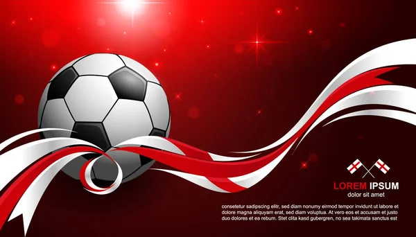 イングランド国旗とサッカー ボール 白熱光でサッカー カップ選手権背景 — ストックベクタ