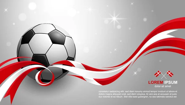Футбольный Кубок Фона Флагом Дании Футбольный Мяч Светящийся Свет — стоковый вектор