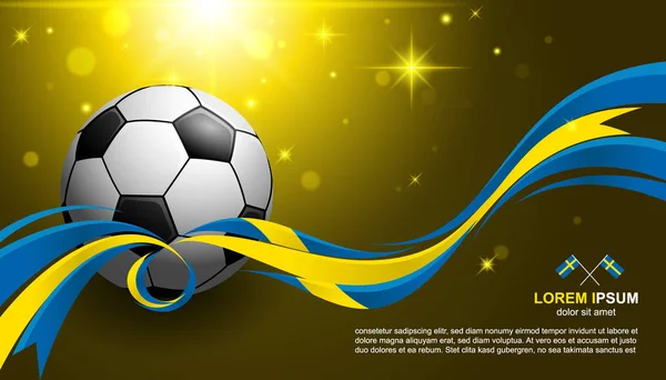 Футбольный Кубок Фона Флагом Швеции Футбольный Мяч Светящийся Свет — стоковый вектор