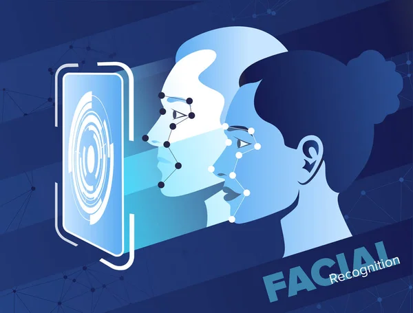 Sistema de reconocimiento facial — Archivo Imágenes Vectoriales