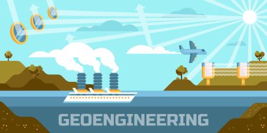 Geoengineering concept vector illustration, altering, atmosphere, biosphere clipart