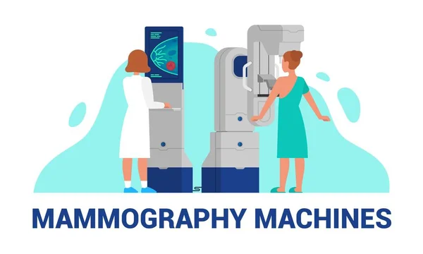 Mamografi makineleri meme tanısı illüstrasyon vektör — Stok Vektör