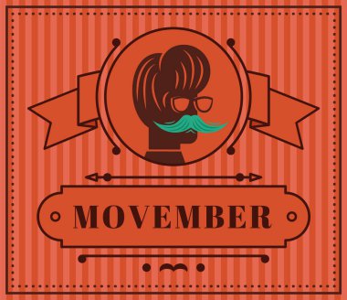 Movember Klasik Vintage yıllık düz Vintage illüstrasyon
