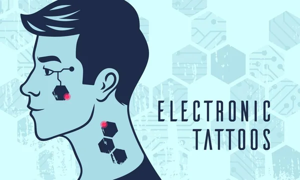 Conceito de tatuagens eletrônicas conceito de ilustração estilo plano — Vetor de Stock