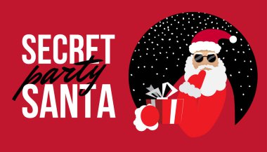 Gizli Noel Baba Perty Noel düz illüstrasyon karikatür