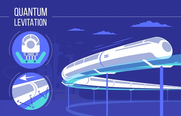 Hög hastighet futuristiska quantum levitation tåg. vektorillustration. Framtida express järnväg och transport designkoncept. — Stock vektor