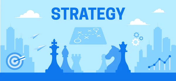 Ilustración colorida de la estrategia como herramienta de marketing — Archivo Imágenes Vectoriales
