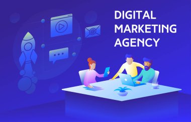 Colorful illustration of a modern digital marketing agency clipart
