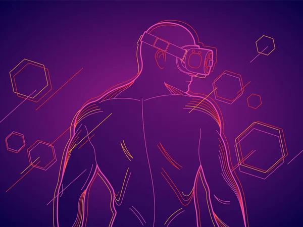 Ilustração colorida do headset de realidade virtual moderno — Vetor de Stock