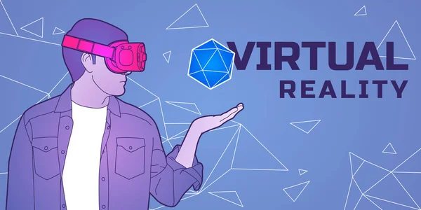 Colorida ilustración de auriculares modernos de realidad virtual — Vector de stock