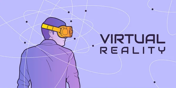 Colorida ilustración de auriculares modernos de realidad virtual — Vector de stock