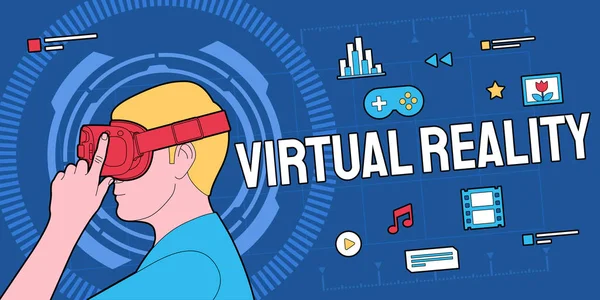 Ilustração colorida do headset de realidade virtual moderno — Vetor de Stock