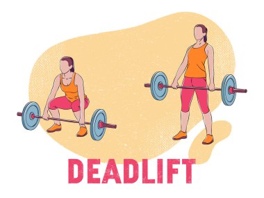  olorful resimde deadlift yapan bir kadının