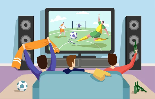 Πολύχρωμη απεικόνιση ενός αγώνα ποδοσφαίρου ποδόσφαιρο — Διανυσματικό Αρχείο