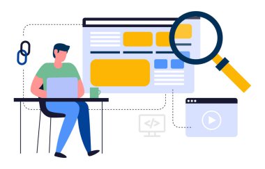 Internet alanında bilgi arama hakkında renkli Illustration