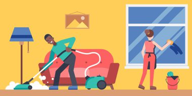 Oda temizliği renkli illüstrasyon