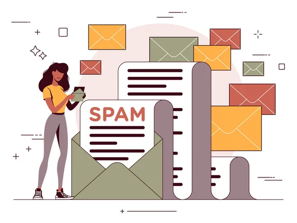 Ilustración vectorial de un mensaje no solicitado, spam por correo electrónico — Archivo Imágenes Vectoriales