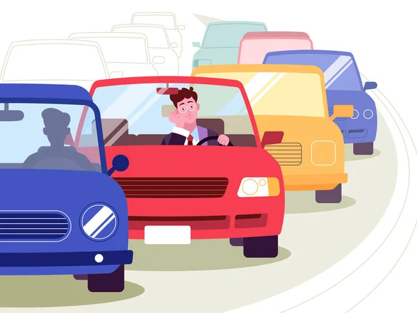 Illustration vectorielle des embouteillages dans la ville — Image vectorielle