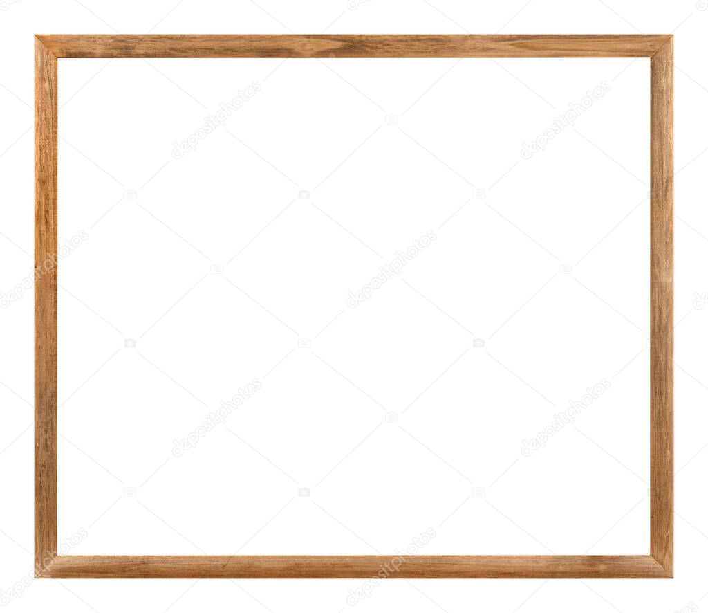 Natural wooden picture frame isolated on white backgroun