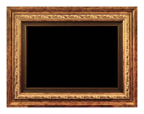 Antiek Gouden Frame Geïsoleerd Witte Achtergrond — Stockfoto