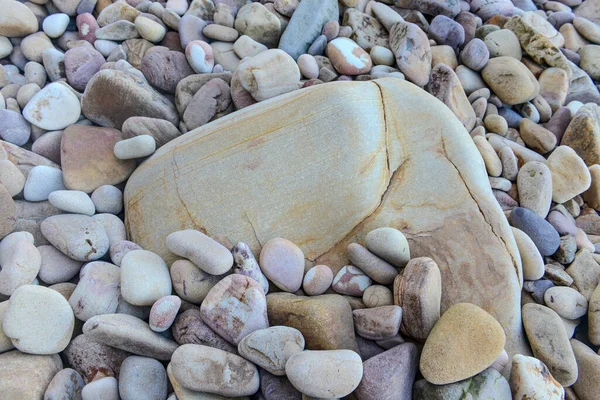 Närbild Rundade Och Polerade Stenar Tropisk Strand — Stockfoto