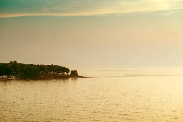 Prachtig Uitzicht Zonsondergang Zee Bij Schemering Vintage Filter — Stockfoto
