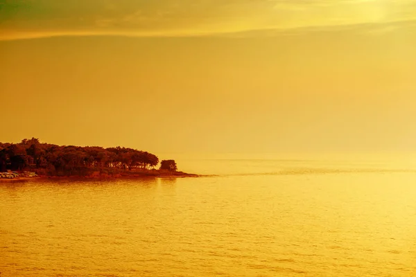 Prachtig Uitzicht Zonsondergang Zee Bij Schemering Orange Tone — Stockfoto