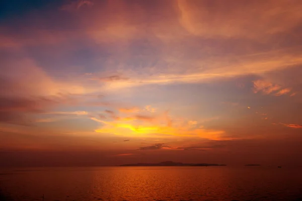 Ciel Tropical Spectaculaire Panoramique Coucher Soleil Sur Mer Crépuscule — Photo