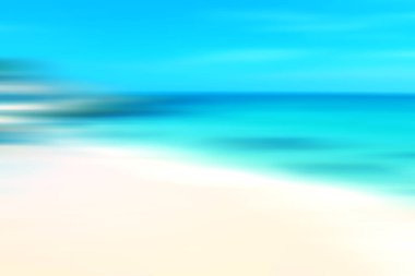 Doğa sahnesi bulanık tropik plaj ve mavi gökyüzü, yaz tatili arka plan konsepti