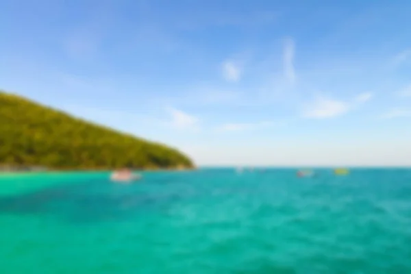 Blurred of blue ocean and sky, summer holiday background concept