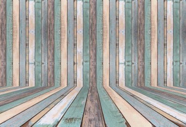 Arkaplan için eski duvar ve zemin renk ahşap doku perspektifi