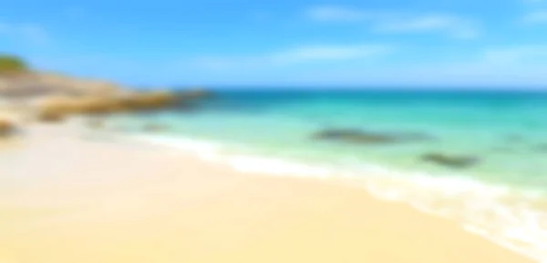 Rozmazané Přírodní Scény Tropické Pláže Modrá Obloha Letní Dovolená Koncept — Stock fotografie
