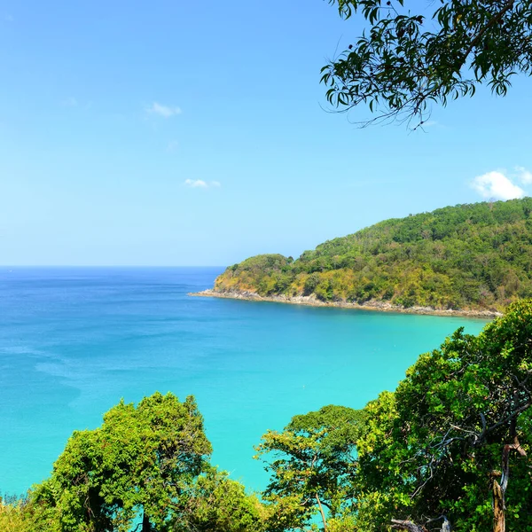 Scena Della Natura Spiaggia Tropicale Cielo Blu Nell Isola Phuket — Foto Stock