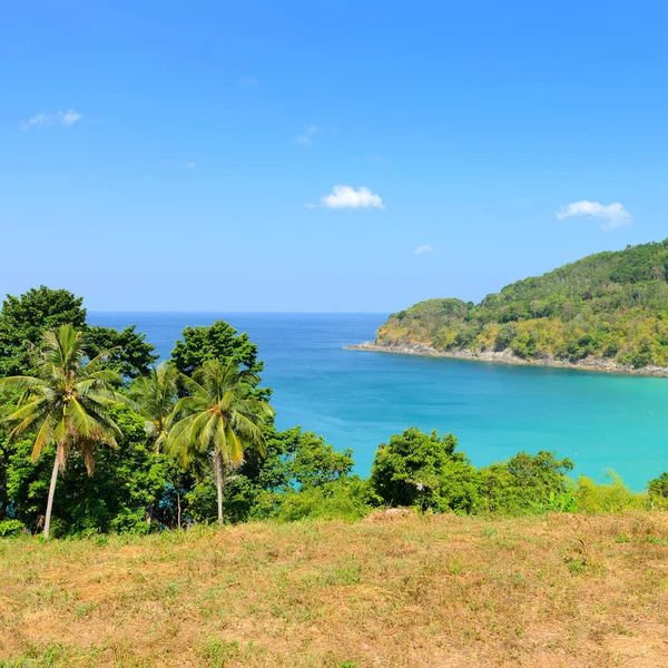 Scena Della Natura Spiaggia Tropicale Cielo Blu Nell Isola Phuket — Foto Stock