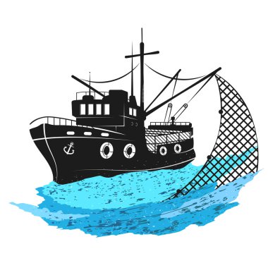 Download Fishing Boat With Nets Free Vector Eps Cdr Ai Svg Vector Illustration Graphic Art