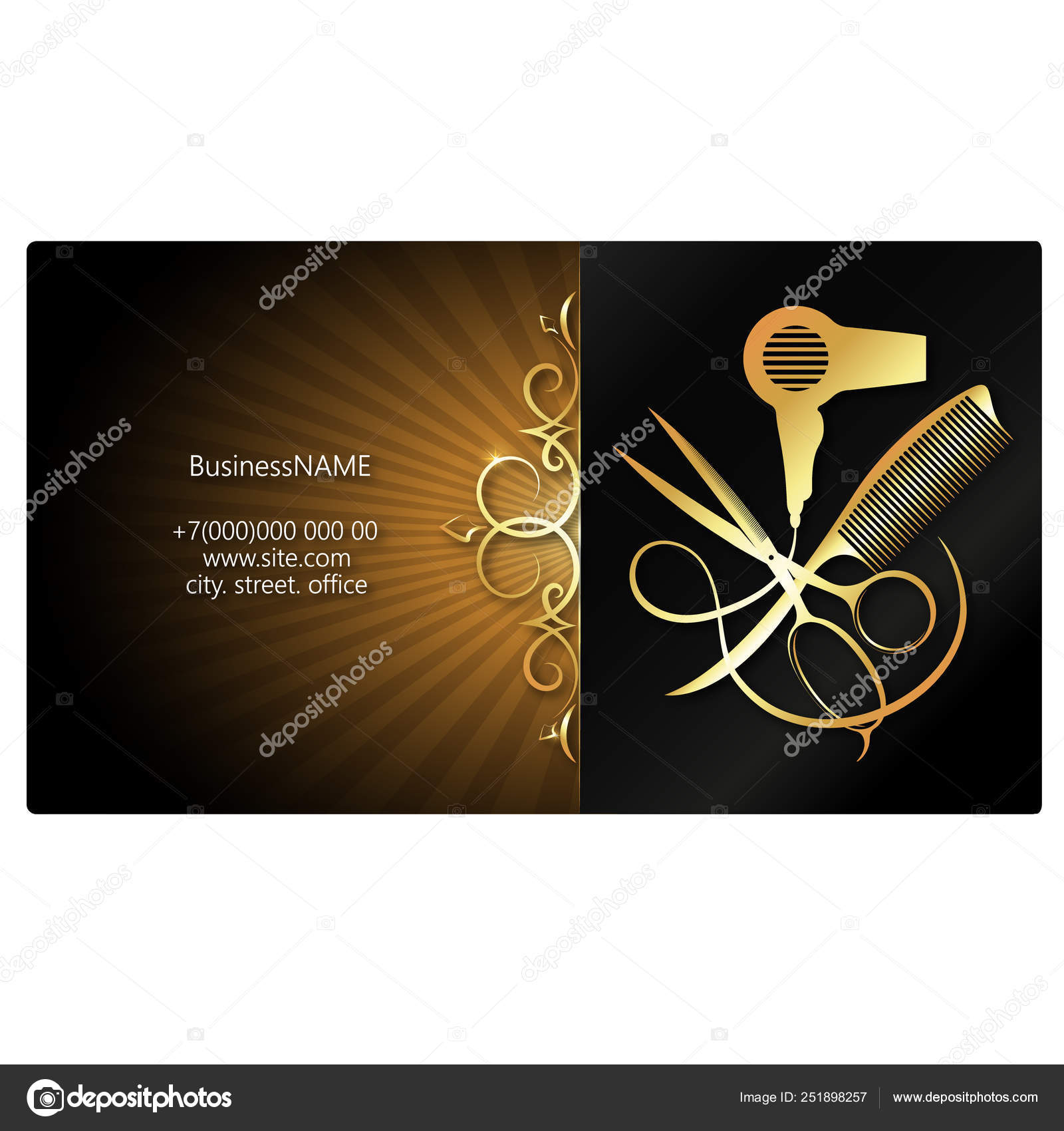 Beauty Salon Hair Salon Business Card Design Tool Gold Ornament Intended For Hair Salon Business Card Template