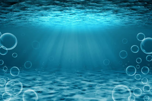 Underwater Scene Illustration Bubbles Light Rays — Stock Photo, Image