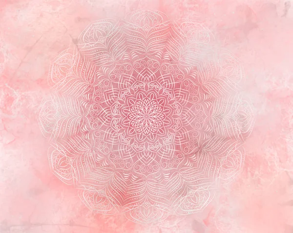 Fond Mandala Abstrait Corail Vivant Couleur Année 2019 — Photo