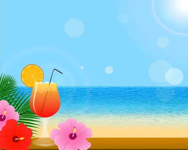 Fond d'été avec décoration tropicale . — Image vectorielle