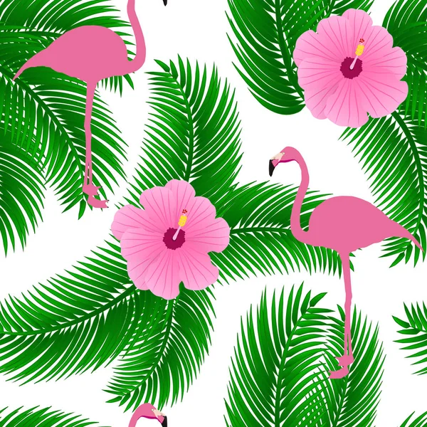 Flamingo egzotik sorunsuz vektör desen. — Stok Vektör