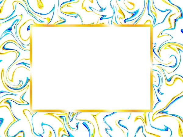 Kaart ontwerp met marmeren patroon en goud frame. — Stockvector